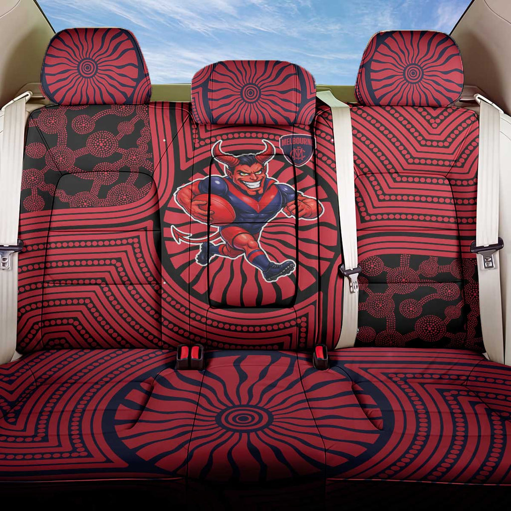 Melbourne Football Club Back Car Seat Cover Indigenous Monochrome Dot Art Mascot Style