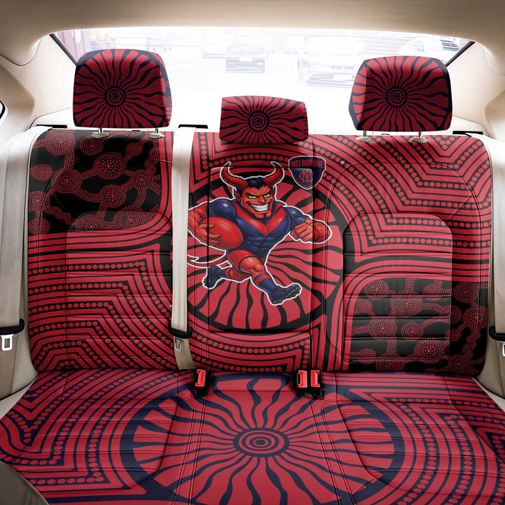 Melbourne Football Club Back Car Seat Cover Indigenous Monochrome Dot Art Mascot Style