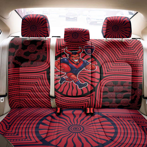 Melbourne Football Club Back Car Seat Cover Indigenous Monochrome Dot Art Mascot Style