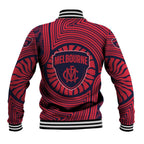 Melbourne Football Club Baseball Jacket Indigenous Monochrome Dot Art Mascot Style
