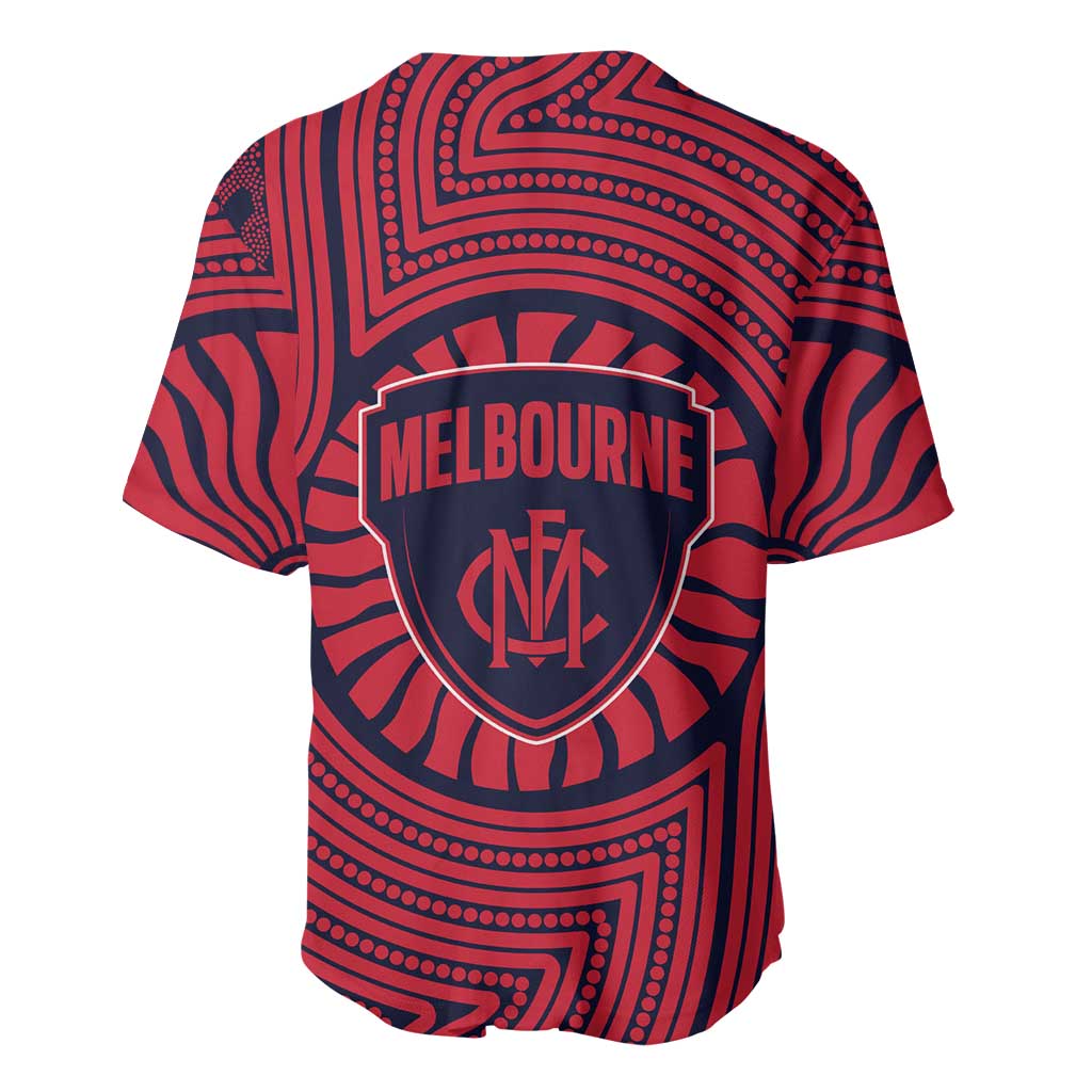 Melbourne Football Club Baseball Jersey Indigenous Monochrome Dot Art Mascot Style