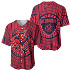 Melbourne Football Club Baseball Jersey Indigenous Monochrome Dot Art Mascot Style