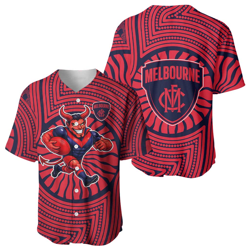 Melbourne Football Club Baseball Jersey Indigenous Monochrome Dot Art Mascot Style