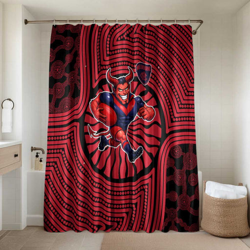 Melbourne Football Club Bathroom Set Indigenous Monochrome Dot Art Mascot Style