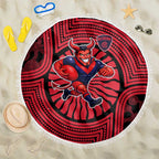 Melbourne Football Club Beach Blanket Indigenous Monochrome Dot Art Mascot Style