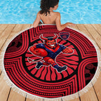 Melbourne Football Club Beach Blanket Indigenous Monochrome Dot Art Mascot Style