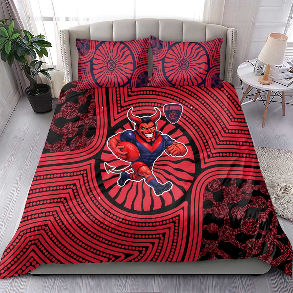 Melbourne Football Club Bedding Set Indigenous Monochrome Dot Art Mascot Style