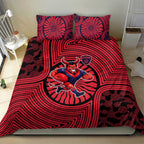 Melbourne Football Club Bedding Set Indigenous Monochrome Dot Art Mascot Style