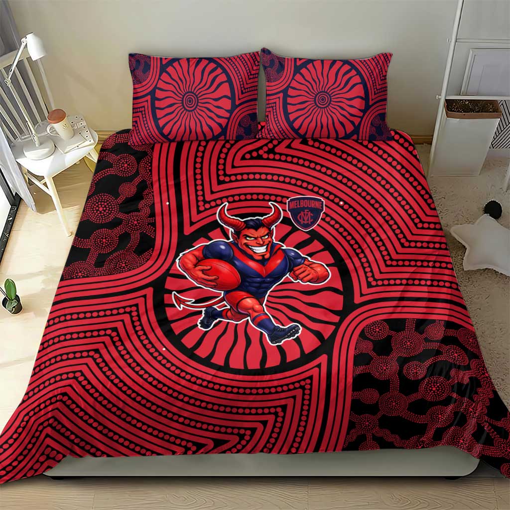 Melbourne Football Club Bedding Set Indigenous Monochrome Dot Art Mascot Style