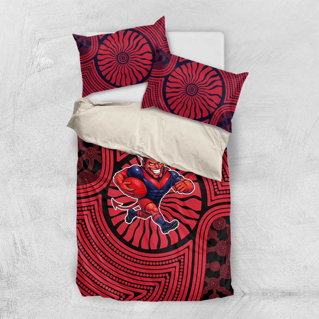 Melbourne Football Club Bedding Set Indigenous Monochrome Dot Art Mascot Style