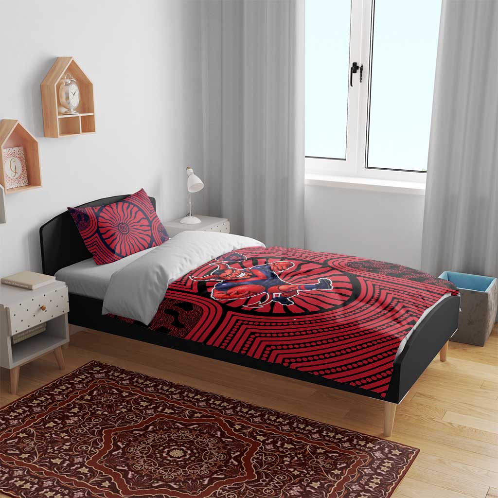Melbourne Football Club Bedding Set Indigenous Monochrome Dot Art Mascot Style