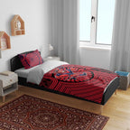Melbourne Football Club Bedding Set Indigenous Monochrome Dot Art Mascot Style