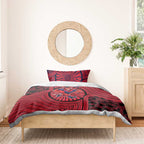 Melbourne Football Club Bedding Set Indigenous Monochrome Dot Art Mascot Style
