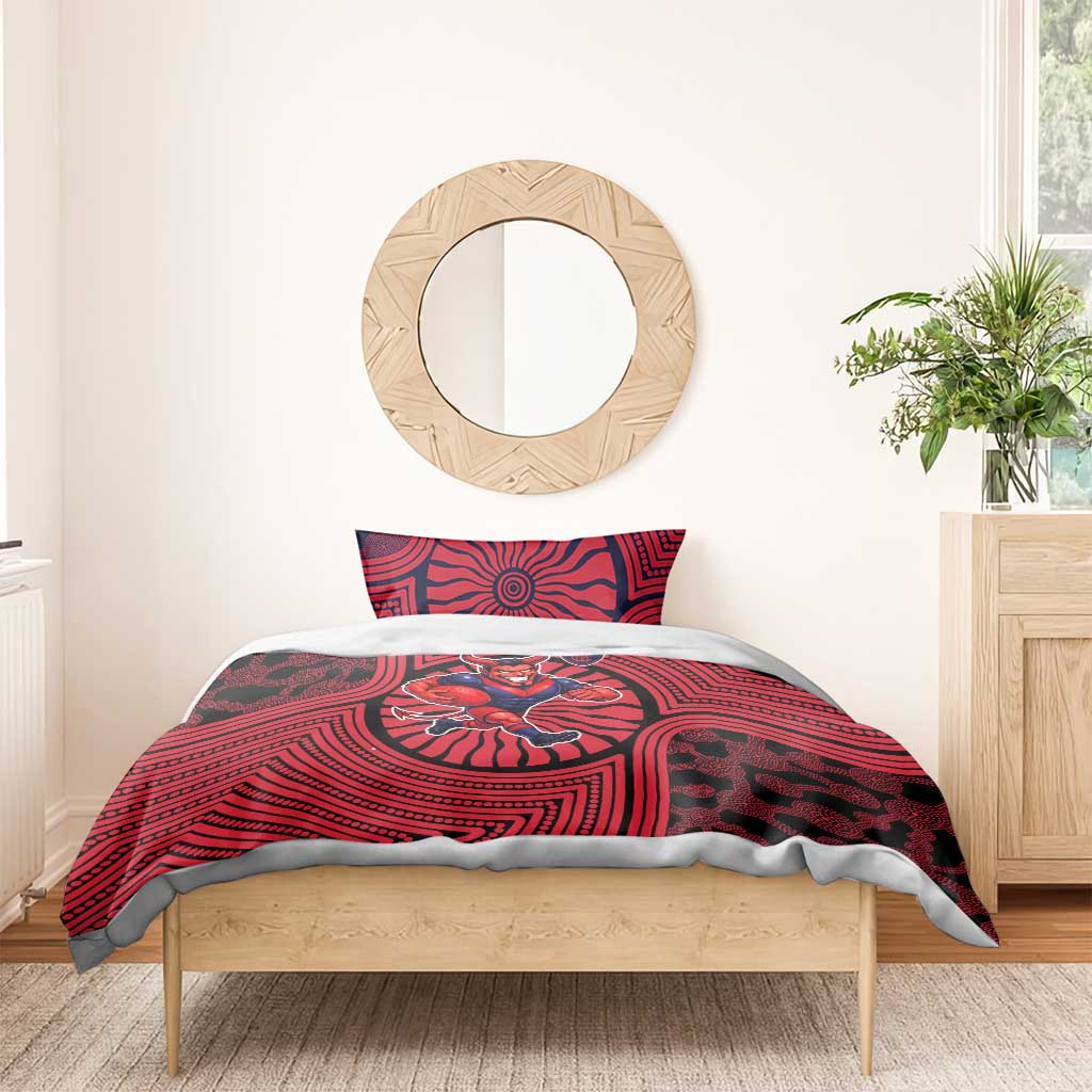 Melbourne Football Club Bedding Set Indigenous Monochrome Dot Art Mascot Style