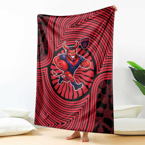 Melbourne Football Club Blanket Indigenous Monochrome Dot Art Mascot Style