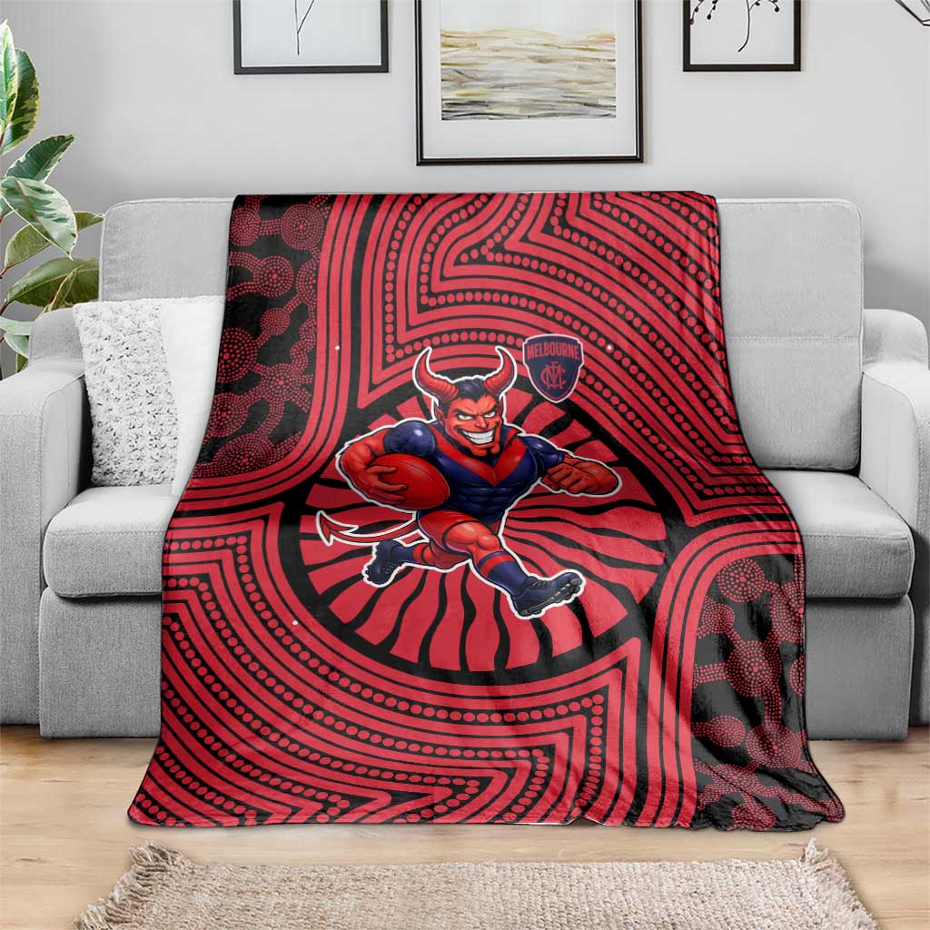 Melbourne Football Club Blanket Indigenous Monochrome Dot Art Mascot Style
