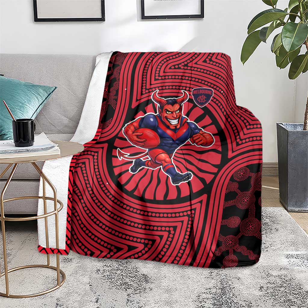 Melbourne Football Club Blanket Indigenous Monochrome Dot Art Mascot Style