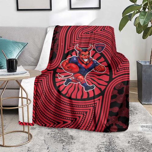 Melbourne Football Club Blanket Indigenous Monochrome Dot Art Mascot Style