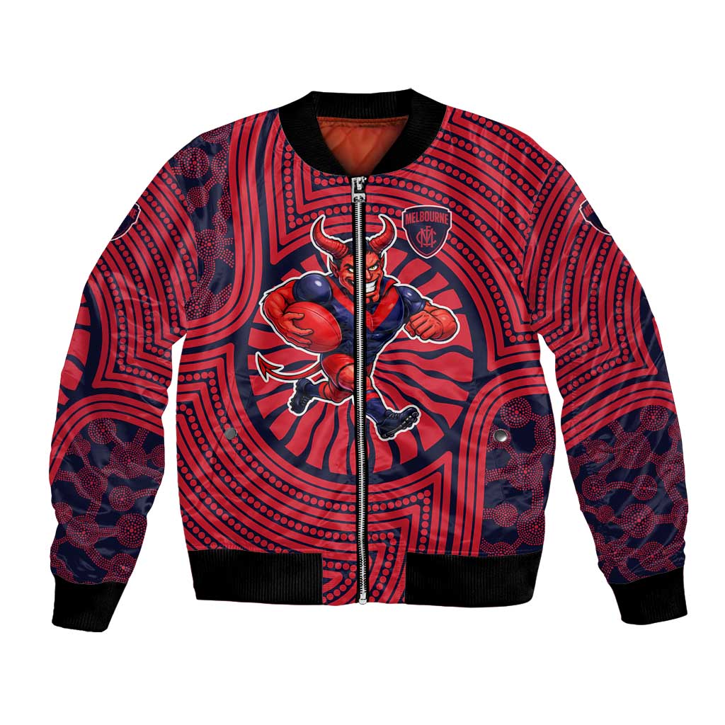 Melbourne Football Club Bomber Jacket Indigenous Monochrome Dot Art Mascot Style