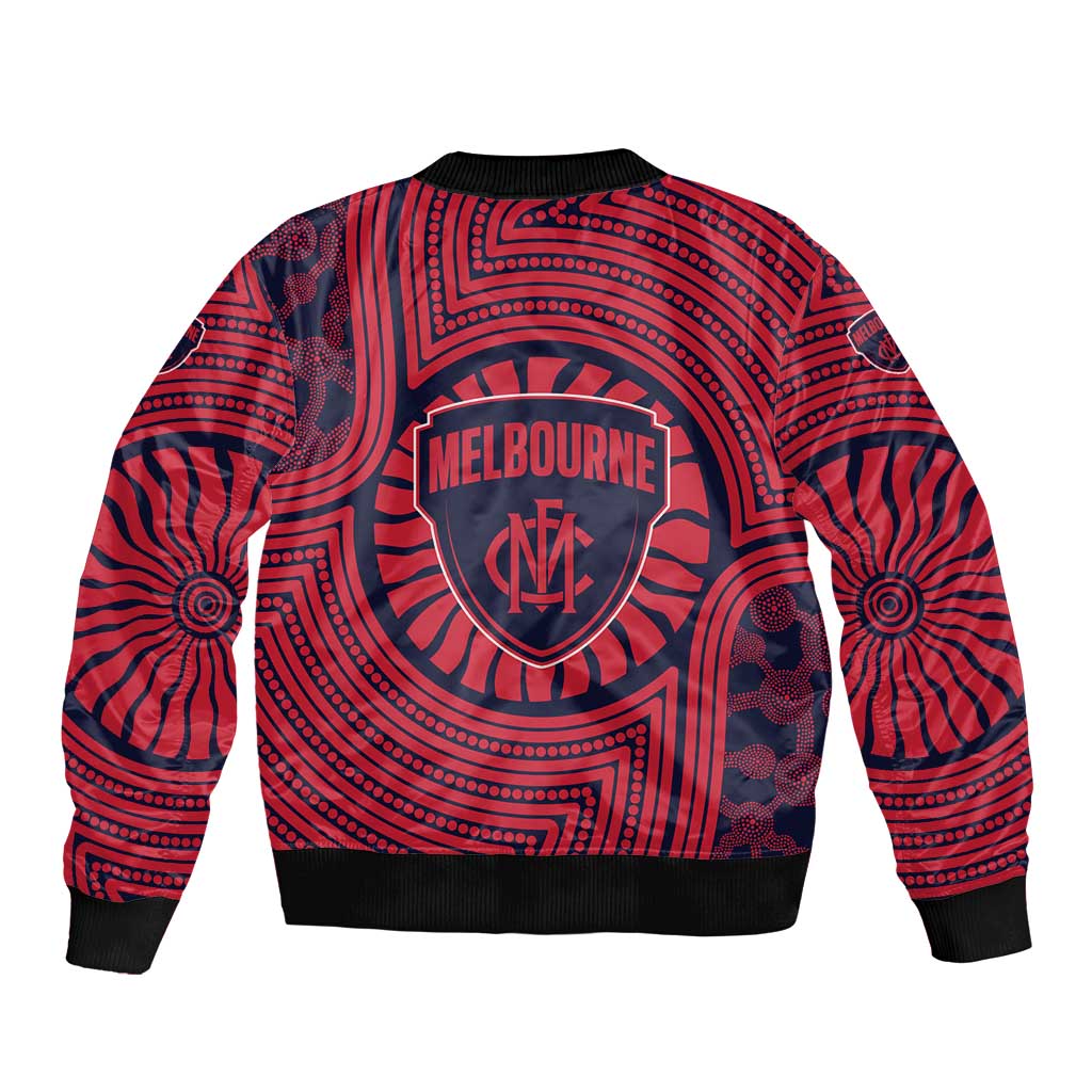 Melbourne Football Club Bomber Jacket Indigenous Monochrome Dot Art Mascot Style