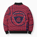 Melbourne Football Club Bomber Puffer Jacket Indigenous Monochrome Dot Art Mascot Style