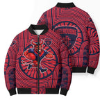 Melbourne Football Club Bomber Puffer Jacket Indigenous Monochrome Dot Art Mascot Style