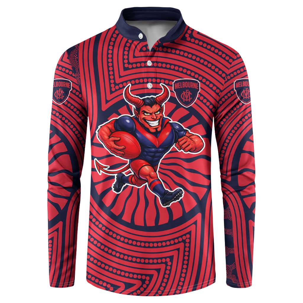 Melbourne Football Club Button Sweatshirt Indigenous Monochrome Dot Art Mascot Style