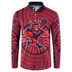 Melbourne Football Club Button Sweatshirt Indigenous Monochrome Dot Art Mascot Style