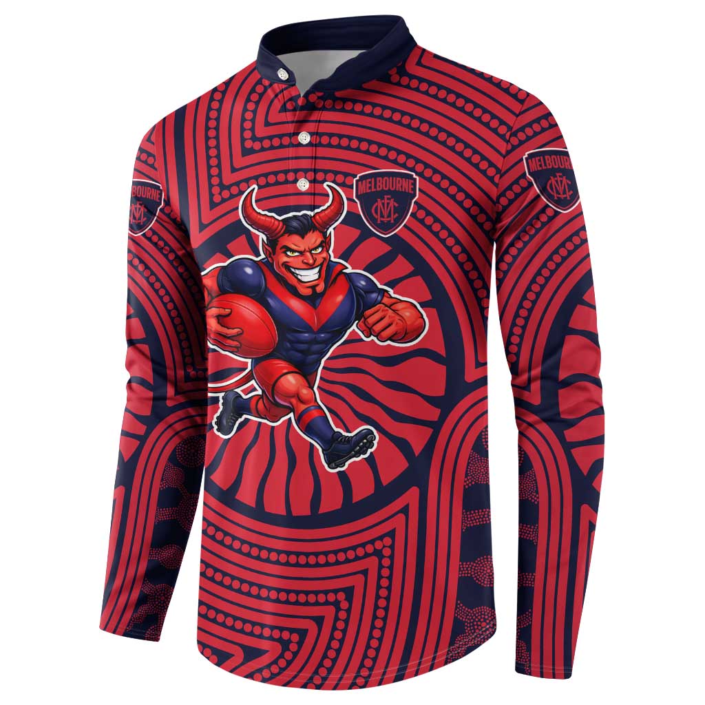 Melbourne Football Club Button Sweatshirt Indigenous Monochrome Dot Art Mascot Style