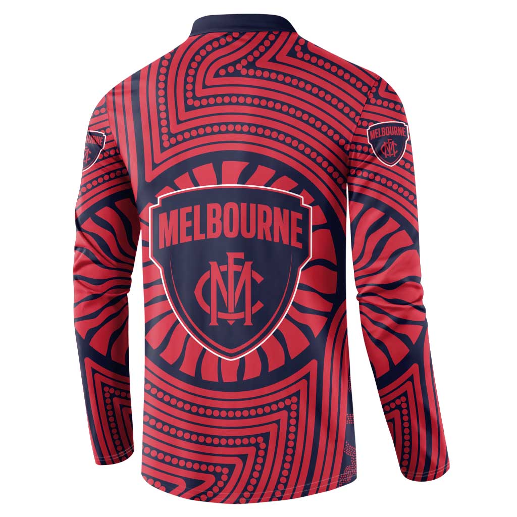 Melbourne Football Club Button Sweatshirt Indigenous Monochrome Dot Art Mascot Style