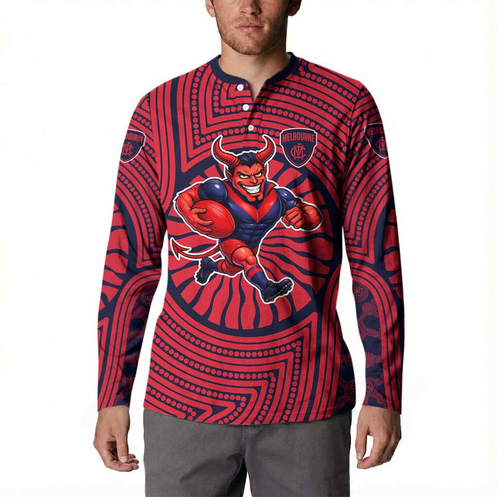 Melbourne Football Club Button Sweatshirt Indigenous Monochrome Dot Art Mascot Style