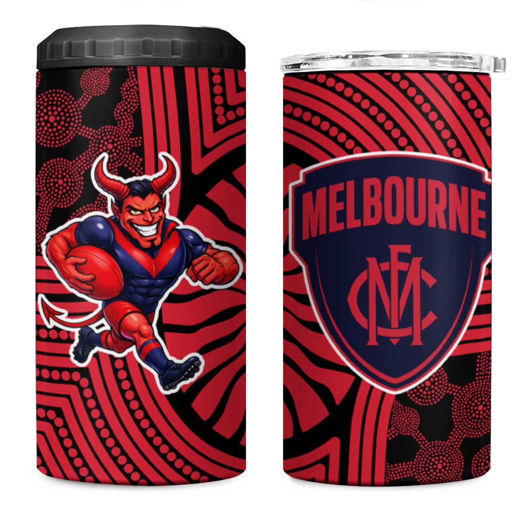 Melbourne Football Club 4 in 1 Can Cooler Tumbler Indigenous Monochrome Dot Art Mascot Style
