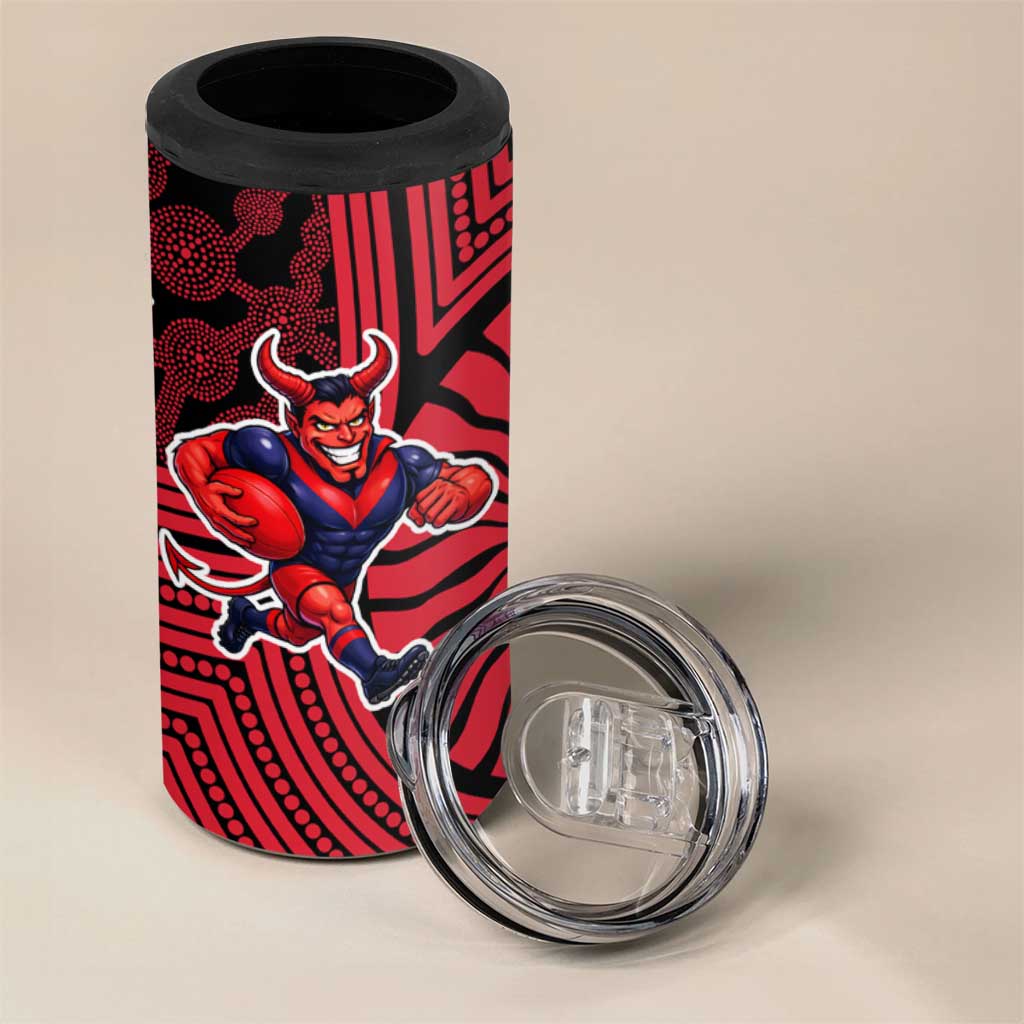 Melbourne Football Club 4 in 1 Can Cooler Tumbler Indigenous Monochrome Dot Art Mascot Style