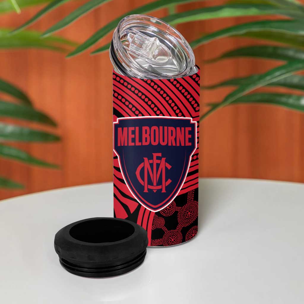 Melbourne Football Club 4 in 1 Can Cooler Tumbler Indigenous Monochrome Dot Art Mascot Style