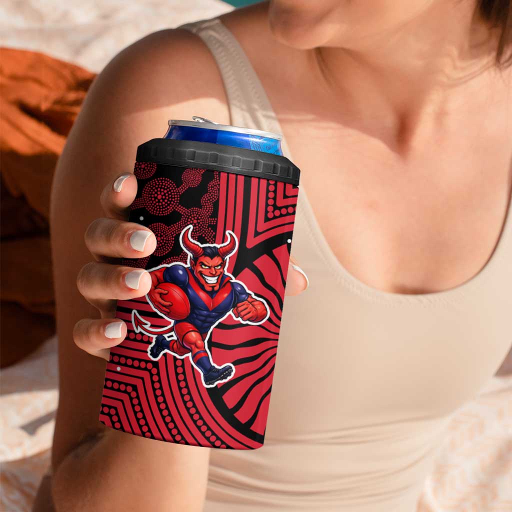 Melbourne Football Club 4 in 1 Can Cooler Tumbler Indigenous Monochrome Dot Art Mascot Style