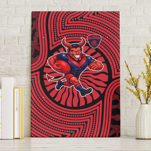 Melbourne Football Club Canvas Wall Art Indigenous Monochrome Dot Art Mascot Style