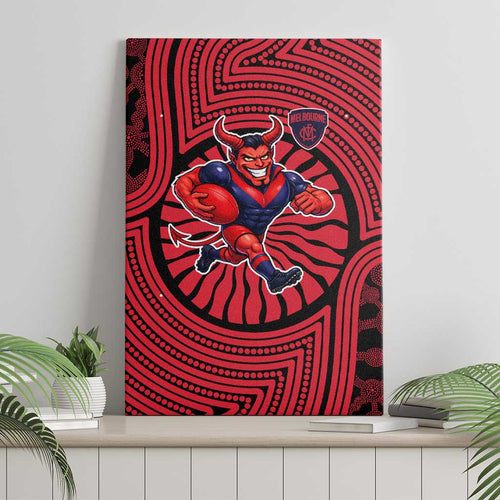 Melbourne Football Club Canvas Wall Art Indigenous Monochrome Dot Art Mascot Style