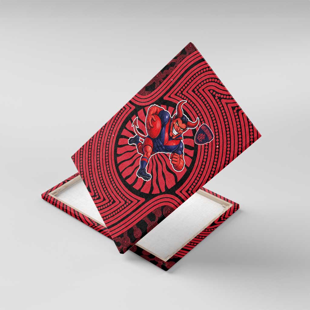 Melbourne Football Club Canvas Wall Art Indigenous Monochrome Dot Art Mascot Style