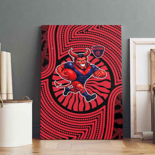 Melbourne Football Club Canvas Wall Art Indigenous Monochrome Dot Art Mascot Style