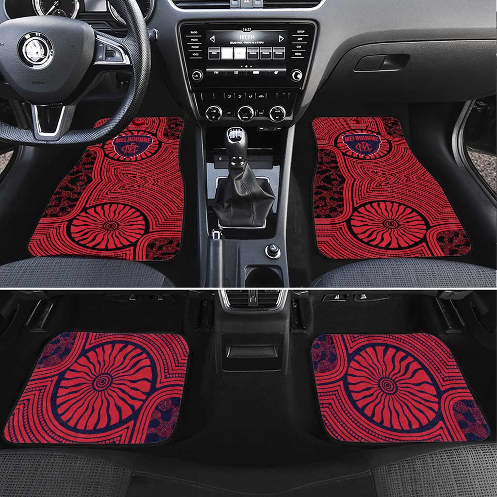 Melbourne Football Club Car Mats Indigenous Monochrome Dot Art Mascot Style