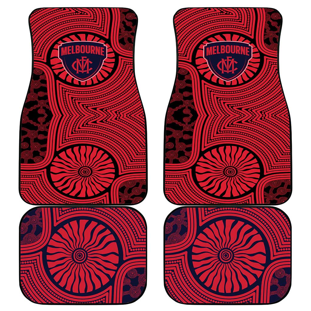 Melbourne Football Club Car Mats Indigenous Monochrome Dot Art Mascot Style