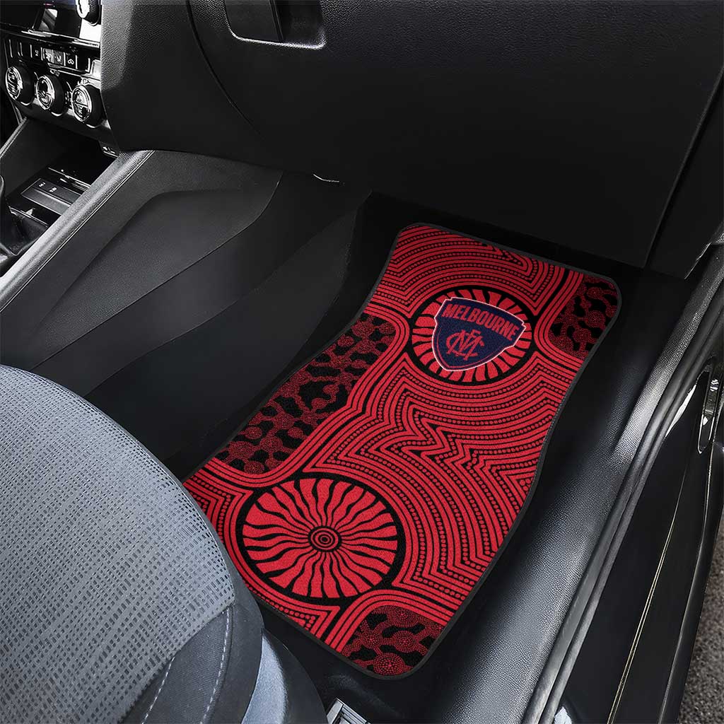 Melbourne Football Club Car Mats Indigenous Monochrome Dot Art Mascot Style
