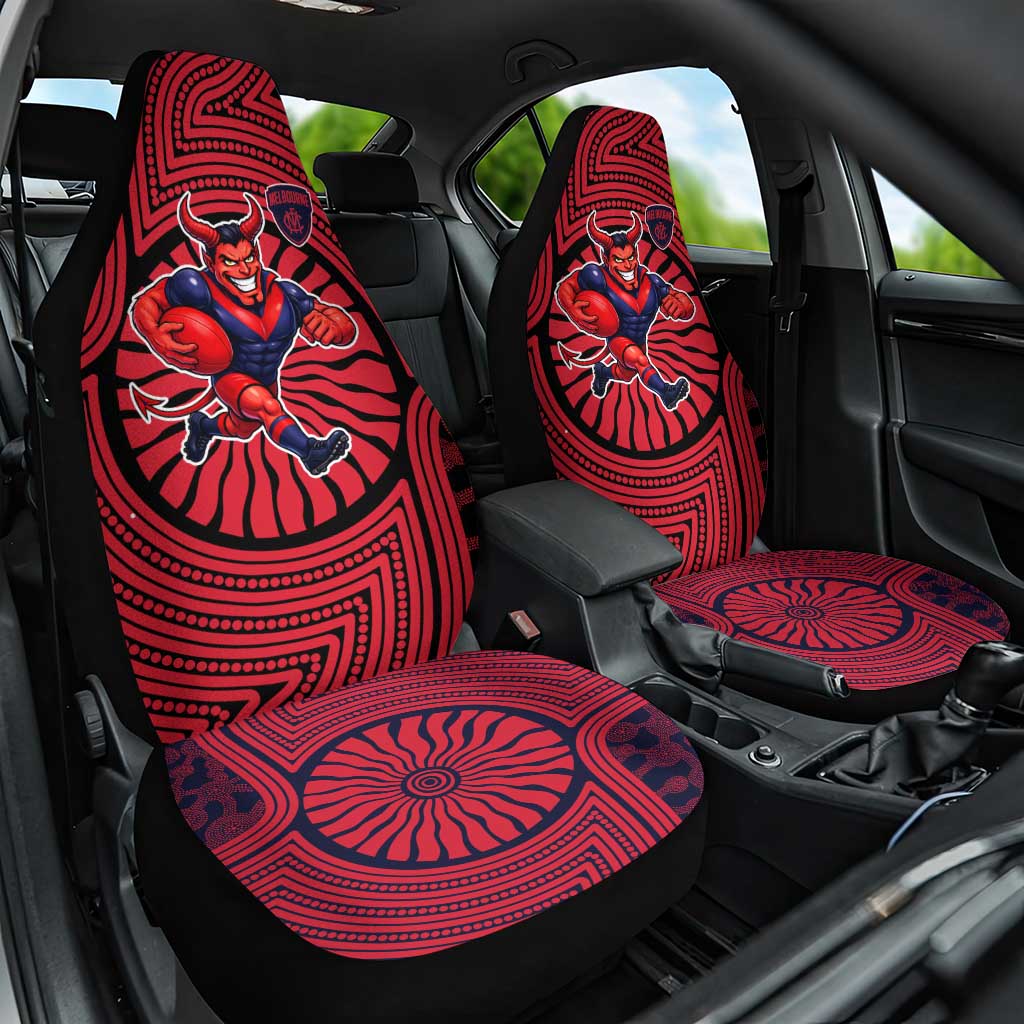 Melbourne Football Club Car Seat Cover Indigenous Monochrome Dot Art Mascot Style