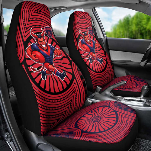 Melbourne Football Club Car Seat Cover Indigenous Monochrome Dot Art Mascot Style