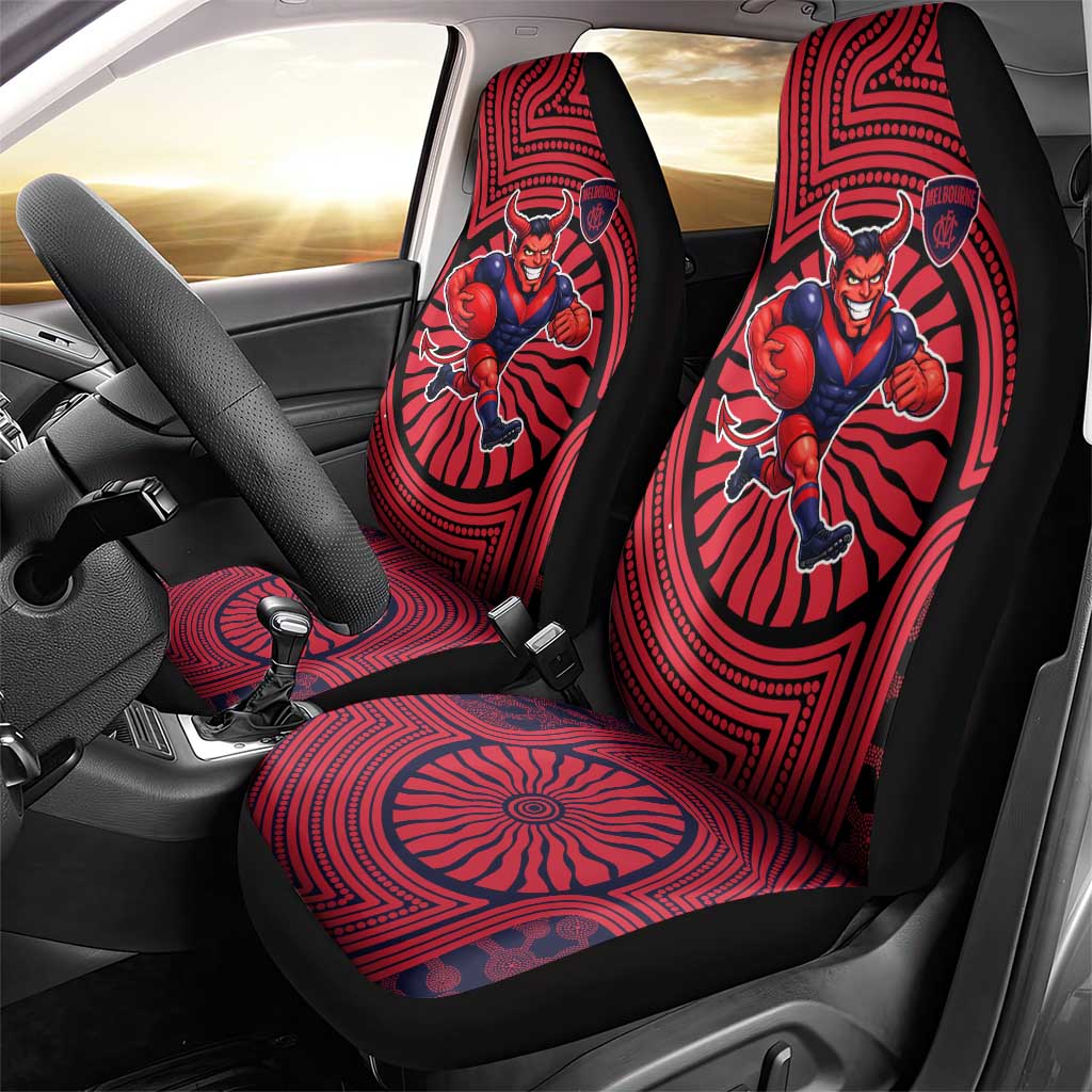 Melbourne Football Club Car Seat Cover Indigenous Monochrome Dot Art Mascot Style