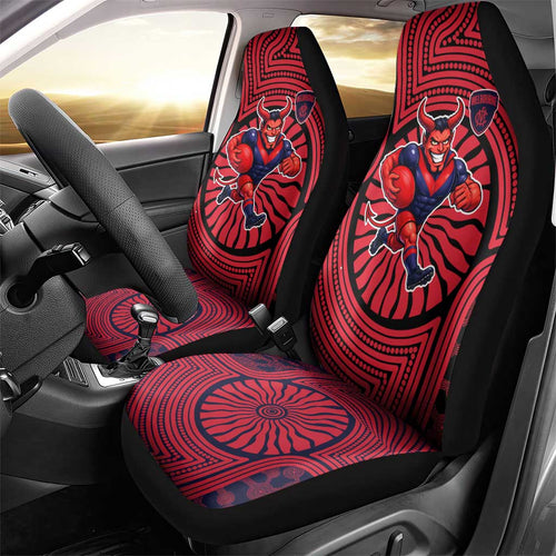 Melbourne Football Club Car Seat Cover Indigenous Monochrome Dot Art Mascot Style
