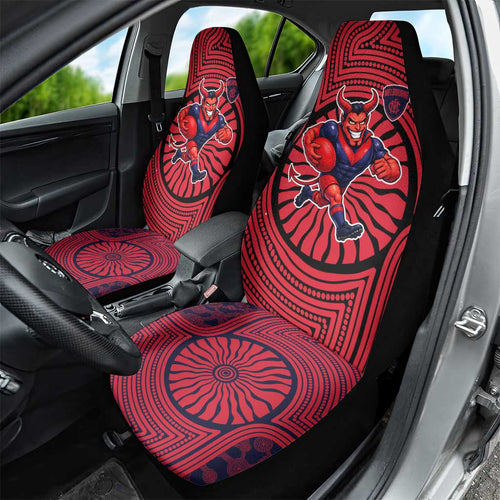 Melbourne Football Club Car Seat Cover Indigenous Monochrome Dot Art Mascot Style