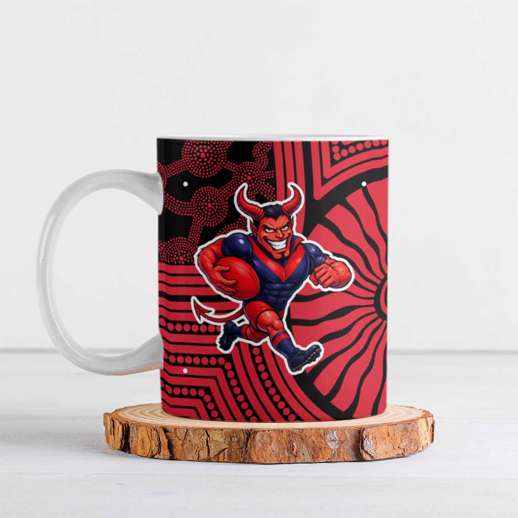Melbourne Football Club Ceramic Mug Indigenous Monochrome Dot Art Mascot Style