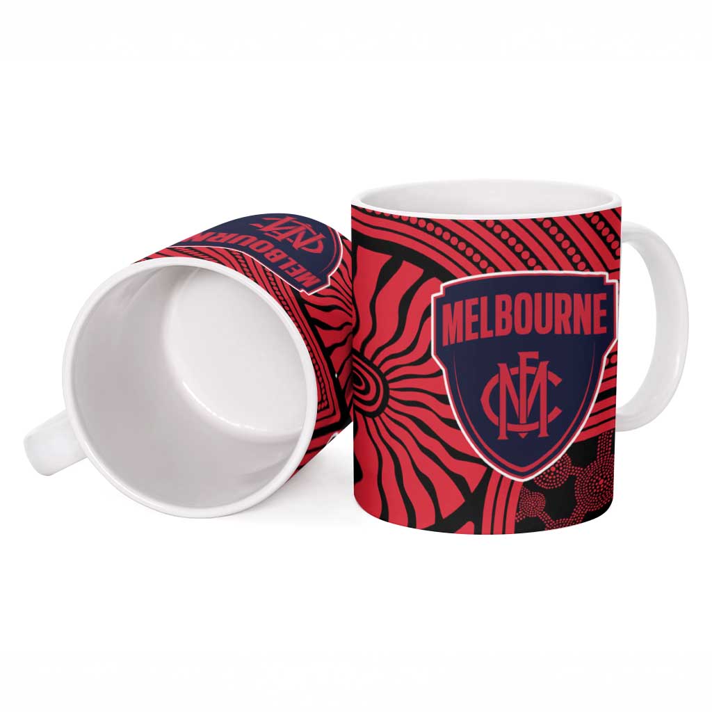 Melbourne Football Club Ceramic Mug Indigenous Monochrome Dot Art Mascot Style