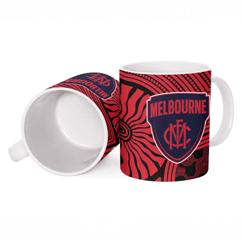 Melbourne Football Club Ceramic Mug Indigenous Monochrome Dot Art Mascot Style